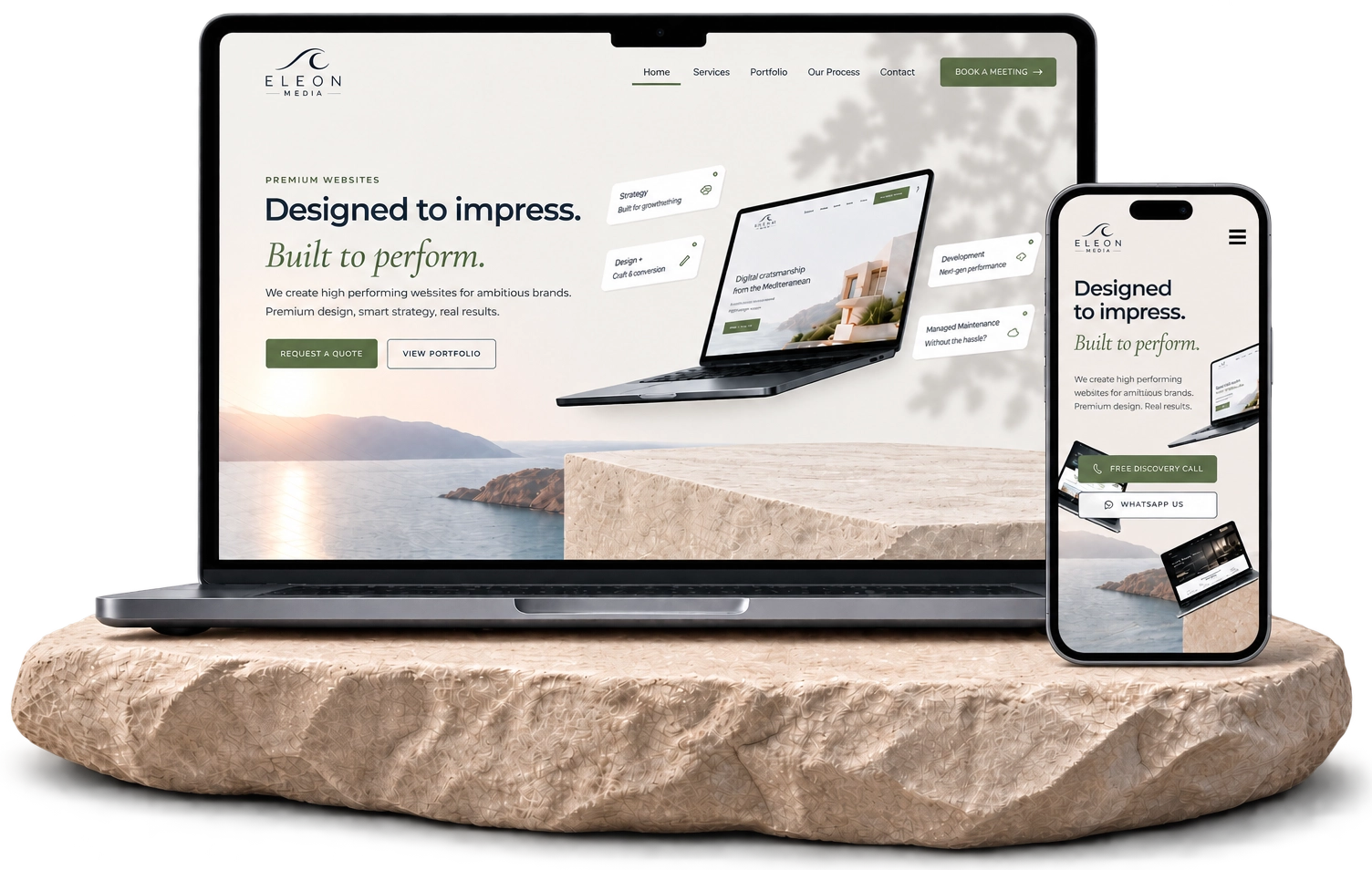 Responsive website design shown on laptop and mobile devices