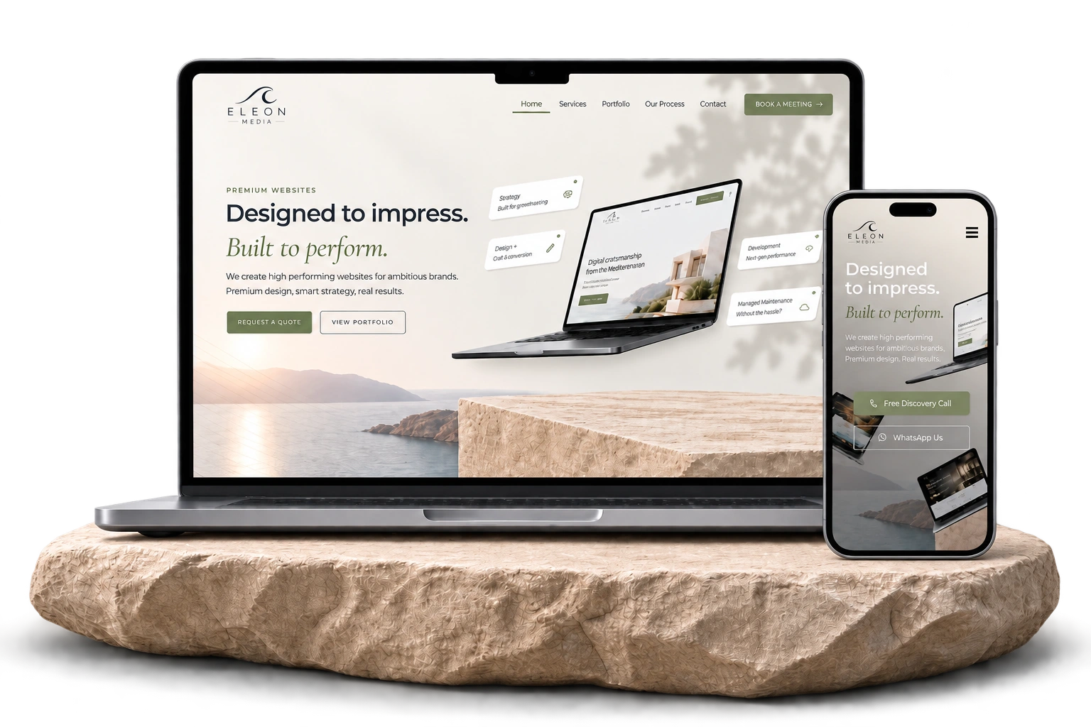 Responsive website design shown on laptop and mobile devices